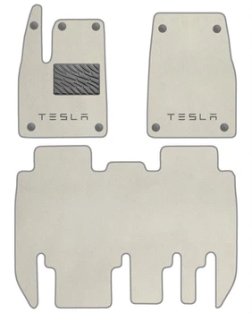 Двошарові килимки Sotra Premium White для Tesla Model X (mkI)(5 місць) 2021→ (ST 10053-CH-White)