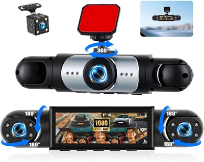 Автомобильный видеорегистратор 4 Channel Dash Cam 1080P + 3 камеры, ночное видение, IPS дисплей 3.16”