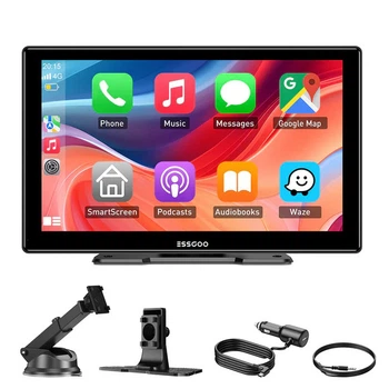 Портативная автомагнитола ESSGOO 9” 991CP с беспроводным CarPlay и Android Auto, IPS HD 1024×600