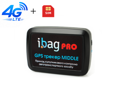 4G GPS трекер / маяк Ibag "Middle PRO" з АКБ 6000mah! + WIFI detect. 25 супутників, WIFI сканери, Датчики. Автономний. + Sim-карта в подарунок.