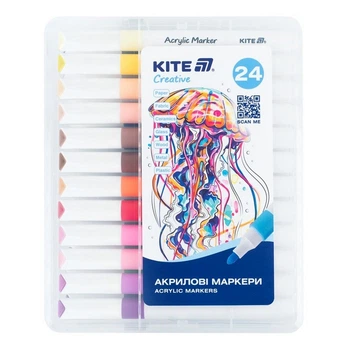 Набор маркеров акриловых Kite Creative Jumbo, 24 цвета (K-1291)
