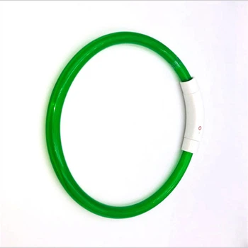 LED нашийник для собак що світиться в темряві з вбудованим акумулятором USB зарядка S 35 см зелений R9802