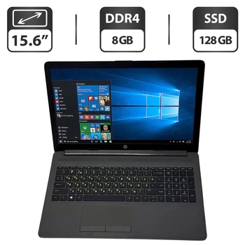 Ноутбук HP 250 G7 / 15.6" (1366x768) TN / Intel Celeron N4000 (2 ядра по 1.1 - 2.6 GHz) / 8 GB DDR4 / 128 GB SSD / Intel UHD Graphics 600 / WebCam / Windows 10 Pro б/у