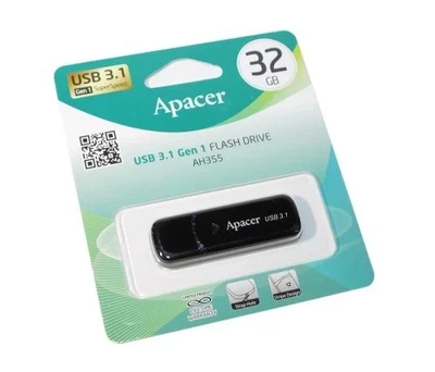 Флеш накопитель USB 32Gb AH355, Black, USB 3.2 Gen 1 (AP32GAH355B-1) Apacer (2000003501090)