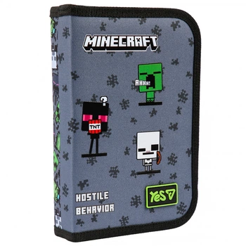 Пенал школьный для мальчиков Minecraft 533744 YES Майнкрафт пеналы на молнии пенал книжка одинарный твердый серый