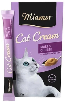 Упаковка крем-снеків для котів Miamor Cream Malt вершки з сиром 6 стіків по 15 г (4000158743077)