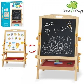 Дерев'яна іграшка Мольберт TREE TOYS двосторонній, маркер, крейда, губка (MD 2382)
