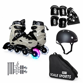 Набор детских роликовых коньков Scale Sports LF 605 29-33 серый, защита, шлем