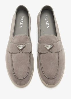 Лофери Prada Suede Triangle Logo Grey 43
