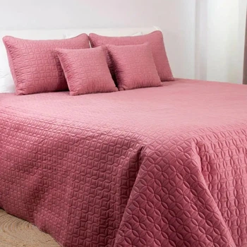 Покрывало ТЕП VELOUR Мозаика велюр евро 240×260 см Розовое (57450240260)