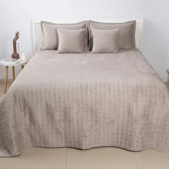 Покрывало ТЕП VELOUR Мозаика велюр евро 220×240 см Бежевый (57410220240)