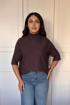 Светр INEDIT 10847 Dark-Brown ONE SIZE