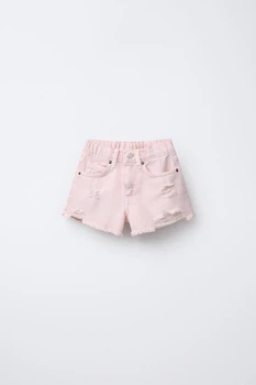 Шорти для дівчинки Zara рожевий 156 джинс з потертостями