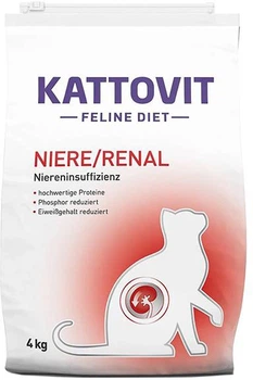 Сухий дієтичний корм для котів Kattovit Veterinary Niere Renal з захворюваннями нирок та хронічною нирковою недостатністю 4 кг (4000158771605)