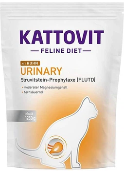 Сухий дієтичний корм для котів Kattovit Veterinary Urinary mit Huhn при сечокам'яній хворобі, захворюваннях нижніх сечовивідних шляхів та профілактики утворення струвітних каменів 1.25 кг (4000158771421)
