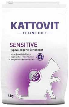 Сухий дієтичний корм для котів Kattovit Veterinary Sensitive при харчовій непереносимості, алергії та чутливому травленні 4 кг (4000158771667)