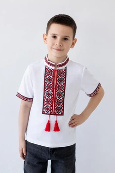 Вишиванка для хлопчиків АвексТекс 04-2589-83В 128 см червоний-білий
