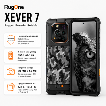 Смартфон RugOne Xever 7 512 GB 5500 мА·ч Android NFC со сменной батареей и камерой ночного видения Gray (6975326660686)
