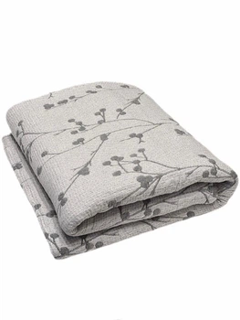 Муслиновое покрывало Malloory home 150*200 см Веточки Серое