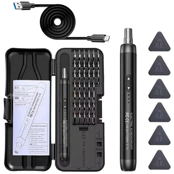 Електрична прецизійна викрутка з реверсом + 38 біт TK-S001H Black UKC