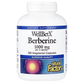 Берберин, Natural Factors, WellBetX, 500 мг, 120 вегетаріанських капсул