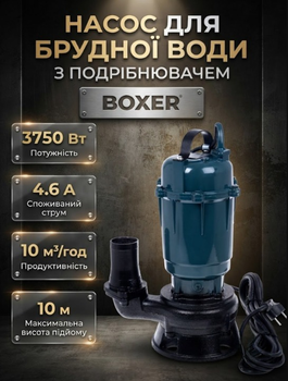 Насос для грязной воды CHAMPION 3750 Вт с измельчителем погружной 10 м3 ч высота подъема 10 м диаметр шланга 2 дюйма 52 мм 230 В для септиков сточных вод затопленных подвалов и гаражей