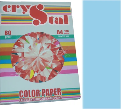 Папір А4/80 100арк пастельний Blue 180 (блакитний) CRYSTAL COLOR PAPER