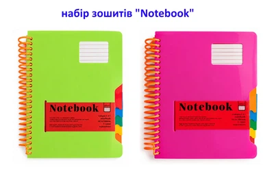 Набор тетрадей "Notebook" клетка A5, 200 листов, DSCN0752, разделители (салатовая, розовая)
