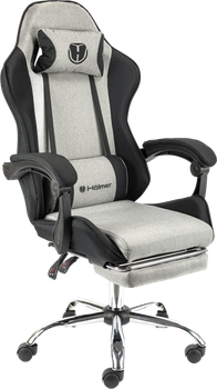 Кресло игровое Holmer GCH-05 Size L Fabric Gray/Black Metall+Footrest
