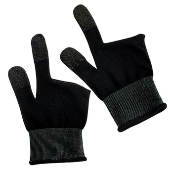 Ігрові рукавички для телефона HOCO GA21 Eagle Claw silver fiber two-finger gaming gloves сенсорні геймерські напіврукавички на два пальці зі срібним волокном 2 шт Чорні