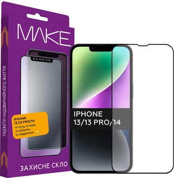 Защитное стекло MAKE Future Full Cover Full Glue для смартфона Apple iPhone 13/13 Pro Black (MGF-AI13/13P)