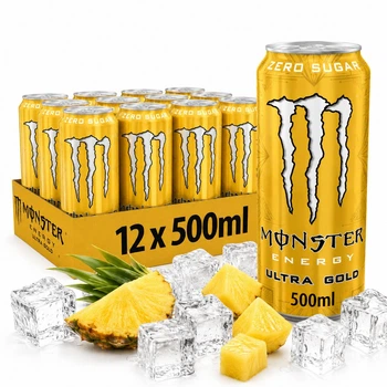 Упаковка безалкогольного енергетичного напою Monster Energy Ultra Gold 500 мл х 12 банок енергетик