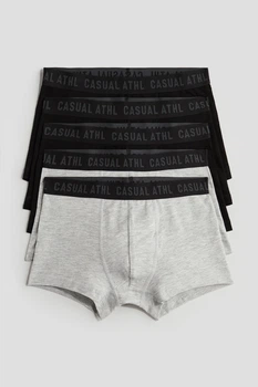 Боксери H&M 14+ зріст 170 для хлопчика, підлітка шорти труси, набір з 5-ти шт., чорні, світло-сірий меланж