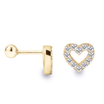 Серьга для хеликса из желтого золота Золотое сердце (з40104)