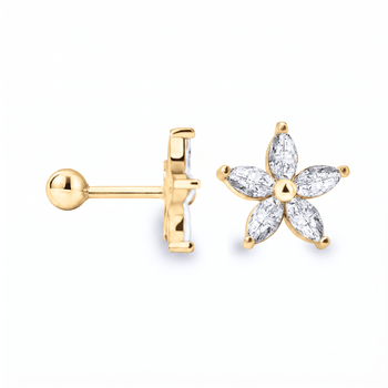 Серьга для хеликса из желтого золота Цветок (з40103)