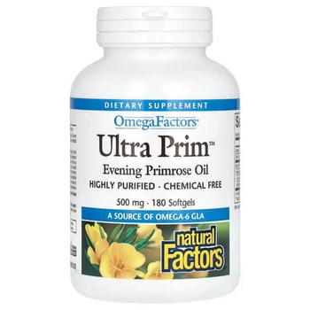 Масло примулы вечерней 500 мг Natural Factors Evening Primrose Oil 180 мягких капсул