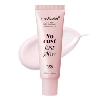 Сонцезахисний крем для обличчя MEDICUBE Collagen Glow Sunscreen SPF50+ PA++++, 50 мл — зволожуючий сонцезахисний крем з колагеном