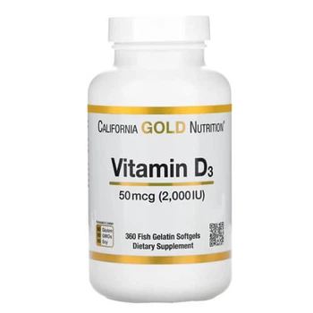 Витамин D3 2000 МЕ California Gold Nutrition Vitamin D3 360 мягких капсул