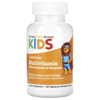 Мультивитамины California Gold Nutrition Chewable Multivitamins with Probiotics & Enzymes for Children 120 вегетарианских жевательных таблеток