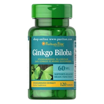 Гинкго Билоба Puritan's Pride Ginkgo Biloba 60 мг, 120 таблеток