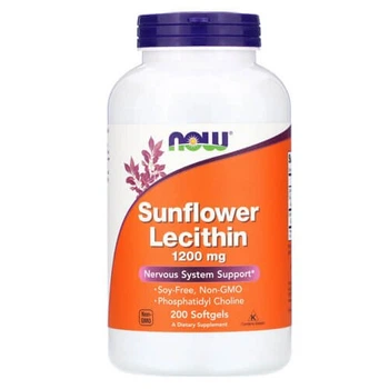 Лецитин 1200 мг NOW FOODS Sunflower Lecithin 200 мягких капсул