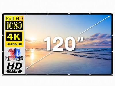 Экран для проектора 120" дюйма BIOSCOPE Touch 16:9 настенный портативный Стрейчевая ткань белая в комплекте крепление для дома и улицы универсальный экран для проектора путешествий полотно для фильмов офиса и дома