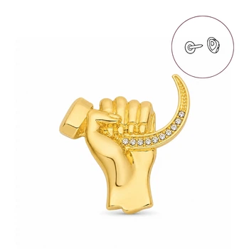 Брошь-значок унисекс BROCHE бижутерия Медицина Ларингоскоп в руке золотистая BRGV113922