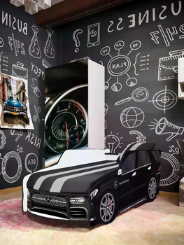 Ліжко машина ViorinaDEKO MERCEDES 006 PREMIUM 180*80 см з ортопедичним матрацом з підйомним механізмом чорне