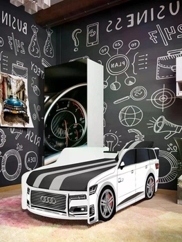 Ліжко машина ViorinaDEKO AUDI Q-7 003 PREMIUM 180*80 см з ортопедичним матрацом та підйомним механізмом біле