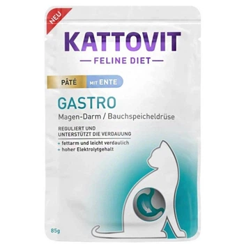 Каттовит гастро утка паштет для котов с заболеваниями ЖКТ, пауч 85г Kattovit