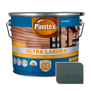 Просочення для дерева Pinotex Ultra Lasur+ з декоративним ефектом, 10 л, антрацит, напівглянцева