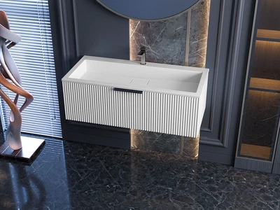 Тумба лакированная, подвесная Luxor French 100, с умывальником Imperio Low 100