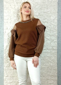 Джемпер з люрексом, фатином та кристалами коричневий di classe 24-2783 - M-XL - коричневий