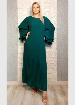 Коктейльна шифонова плісе сукня максі зелена Moda Italia 21-303 - зелений - XL-XXL